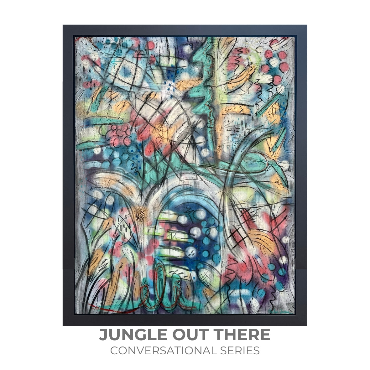 'Jungle out there', an original conversational abstract work by british italian artist charles pedone